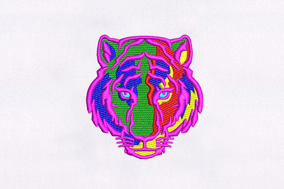 Colorful Tiger Face: A Bold Choice for Holiday Embroidery
