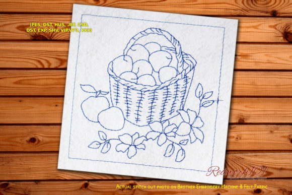 Fruits in Woven Basket Redwork: A Craft Fair Review